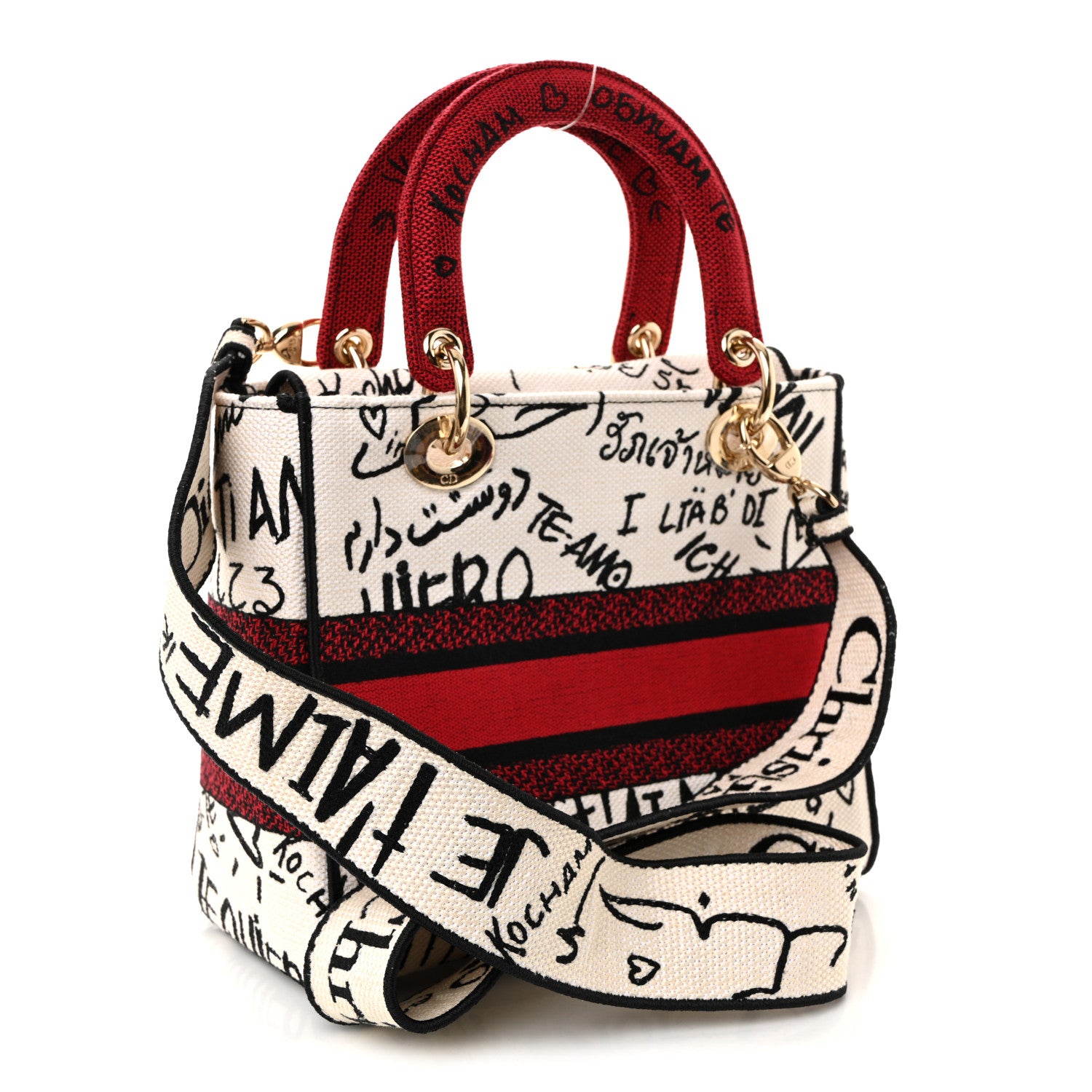 Christian Dior Canvas Medium DiorAmour Graffiti Lady D-Lite Latte