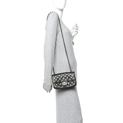 Chanel Metallic Caviar Quilted Mini Rectangular Flap Dark Grey 2 of 11