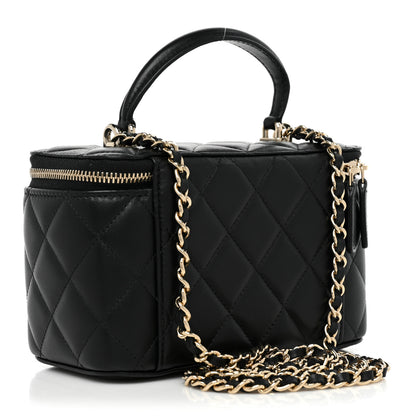 Chanel Lambskin Quilted Small Top Handle Vanity Case With Chain Black 3 of 9