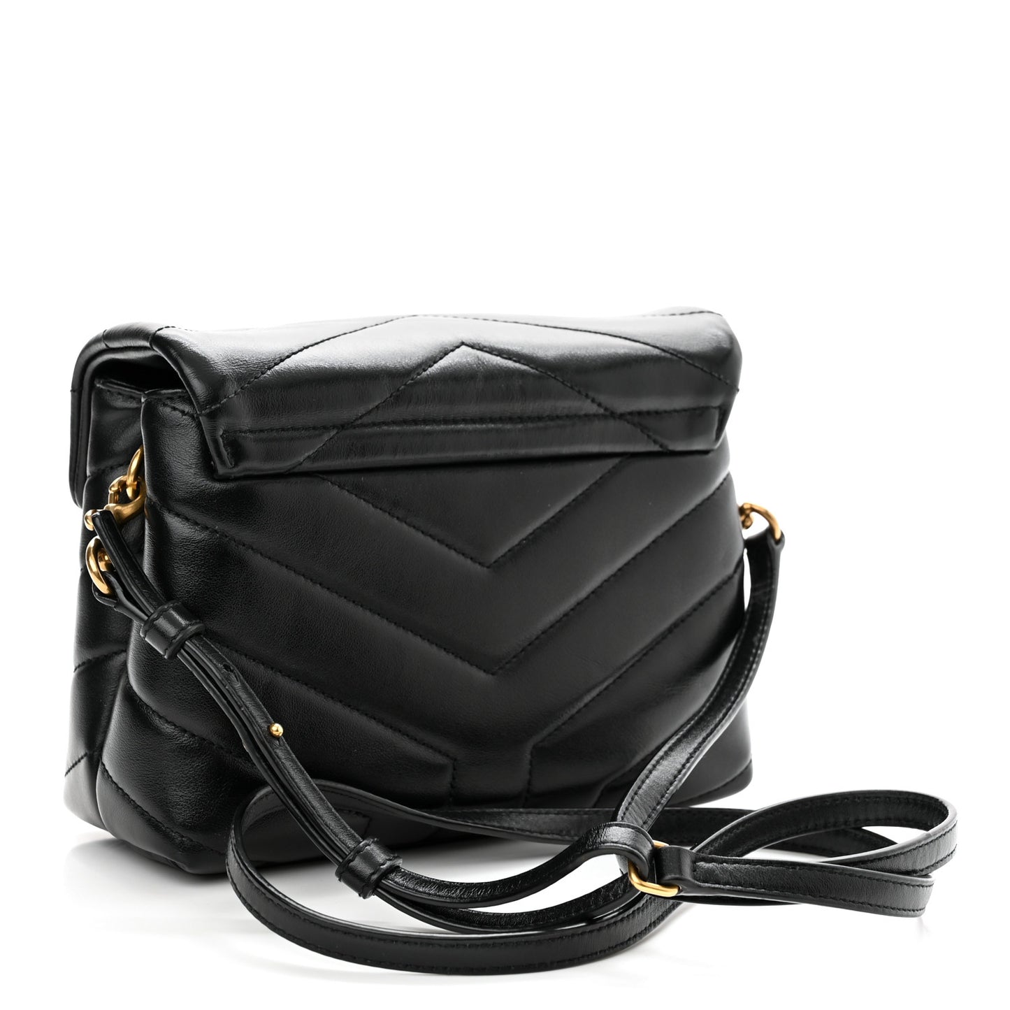Calfskin Y Quilted Monogram Toy Loulou Crossbody Bag Black