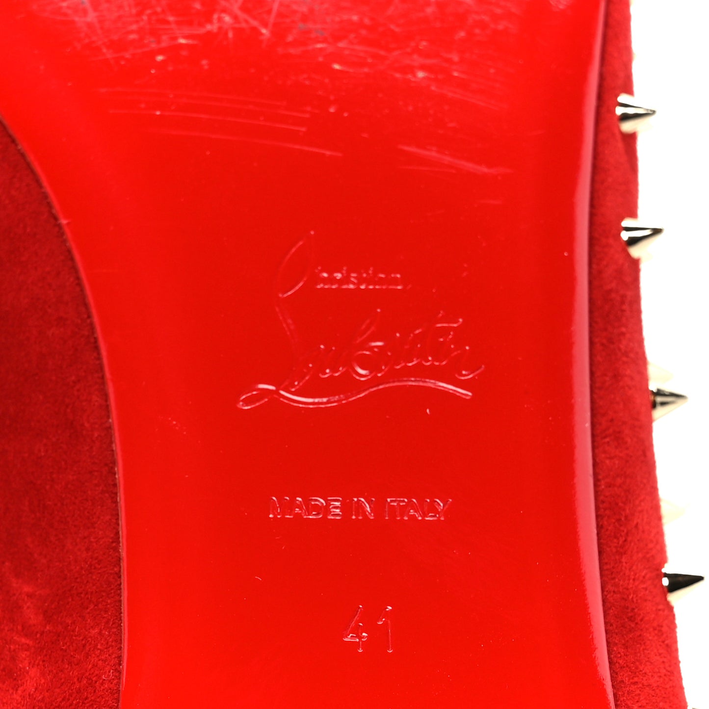Veau Velours Studded Escarpic Flat 41 Rougissime