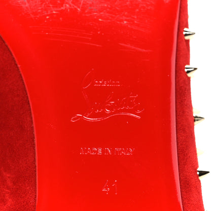 Christian Louboutin Veau Velours Studded Escarpic Flat 41 Rougissime 8 of 10
