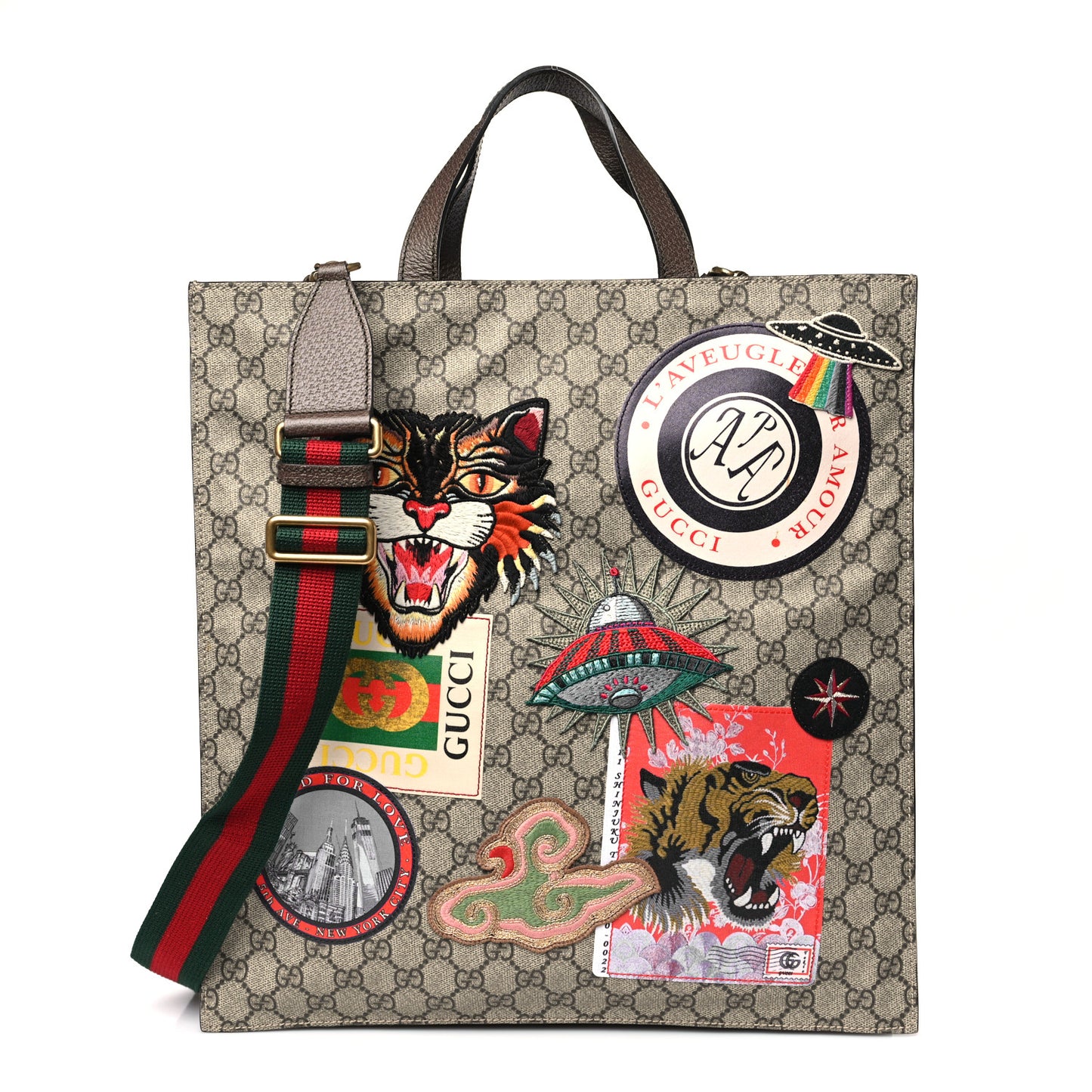 Soft GG Supreme Monogram Courrier Vertical Tote Beige New Acero