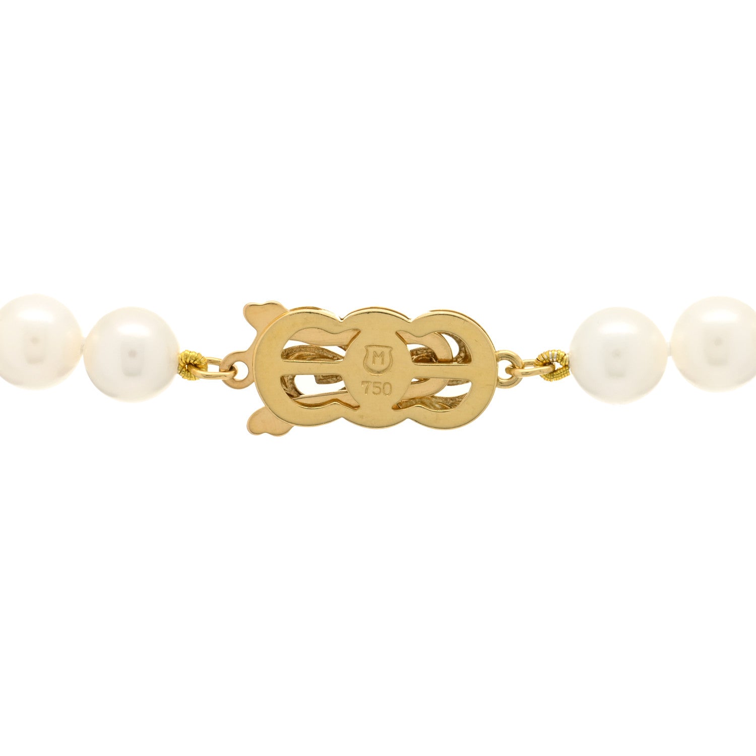 Mikimoto 18K Yellow Gold Akoya Cultured Pearl 6.5-7mm Strand Necklace 3 of 3