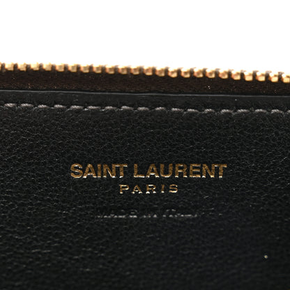 Saint Laurent Metallic Calfskin Monogram Compact Zip Around Wallet Grey 6 of 6
