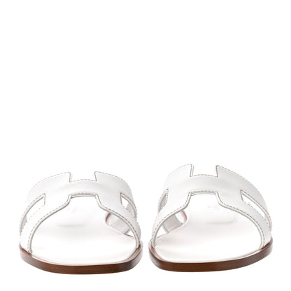 Hermes Box Calfskin Oran Sandals 36 White 2 of 10