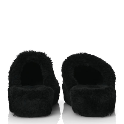 Chanel Shearling CC Flat Mules 41 Black 6 of 17