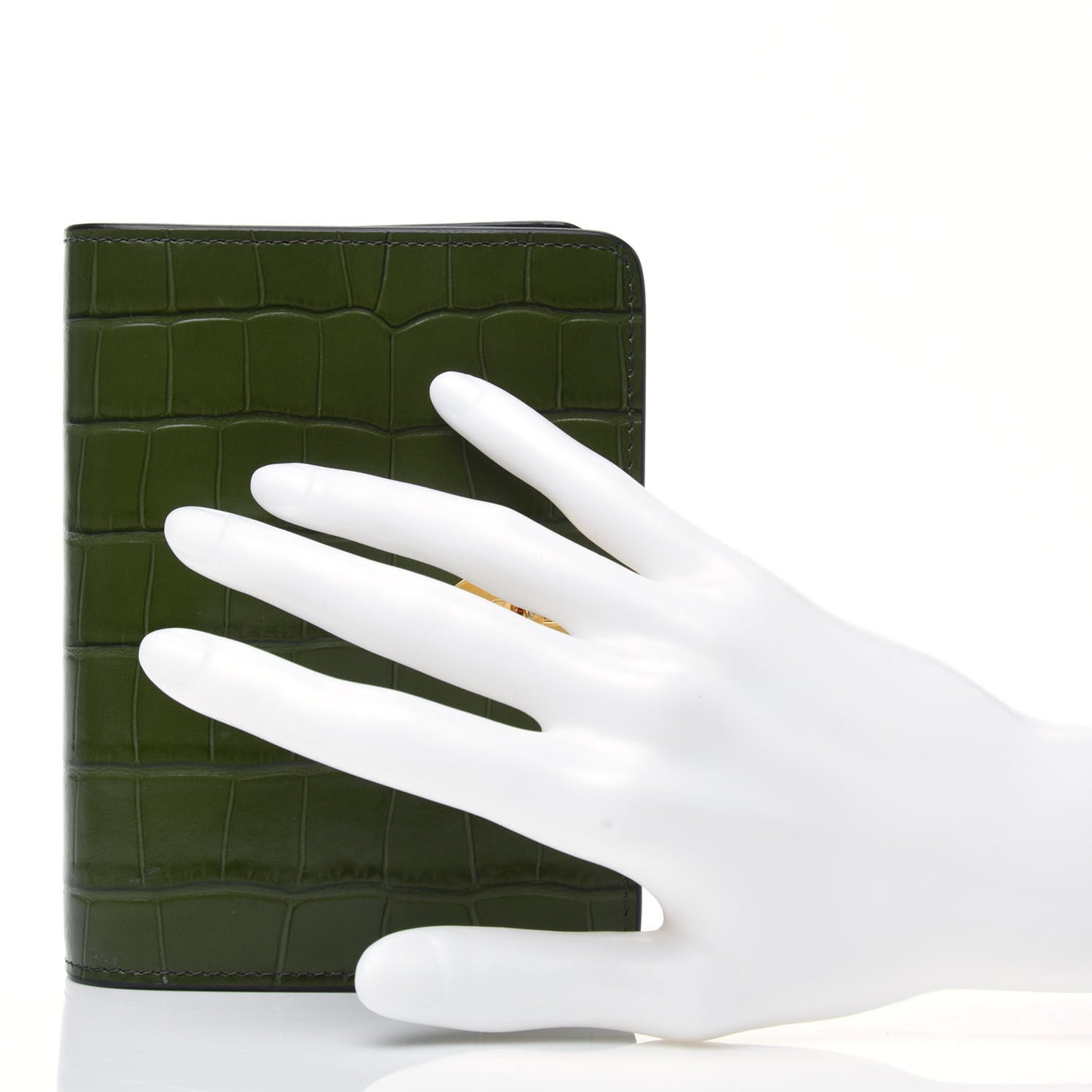 Calfskin Crocodile Embossed Postman's Lock Agenda Green