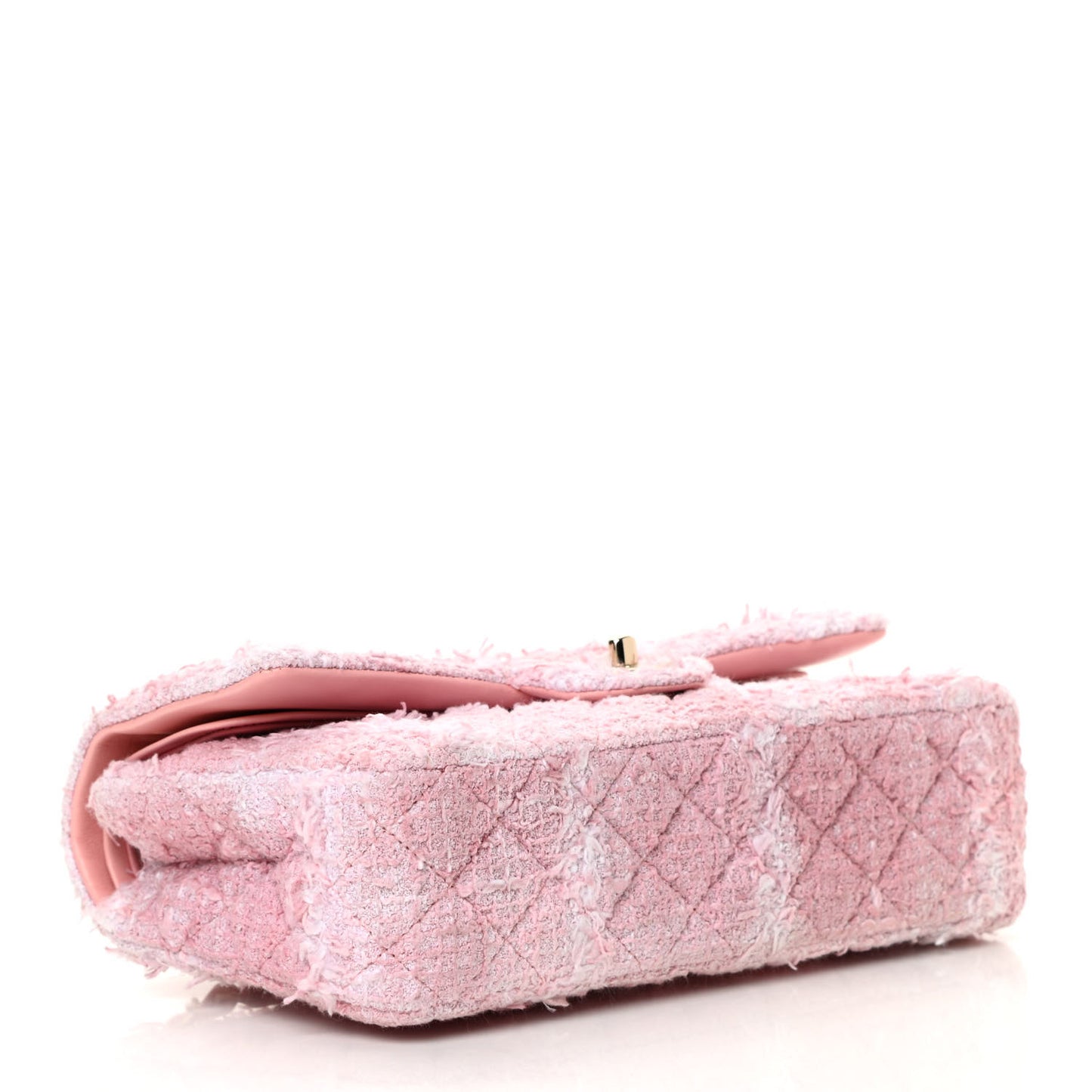 Tweed Medium Double Flap Light Pink White