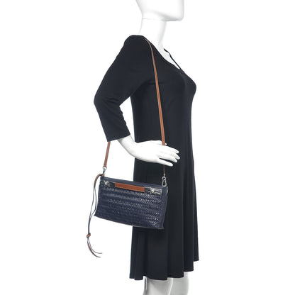 Loewe Calfskin Woven Small Missy Bag Navy Tan 2 of 9