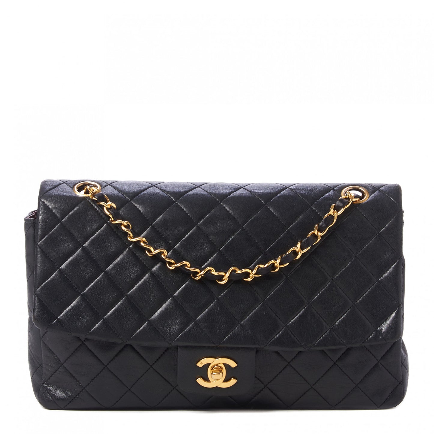 Lambskin Quilted Medium Single Flap Black