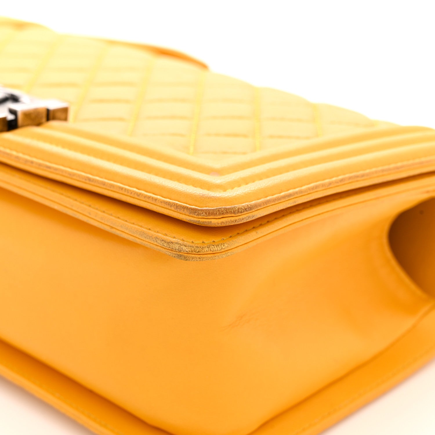 Chanel Lambskin Quilted Medium Boy Flap Yellow 17 of 17