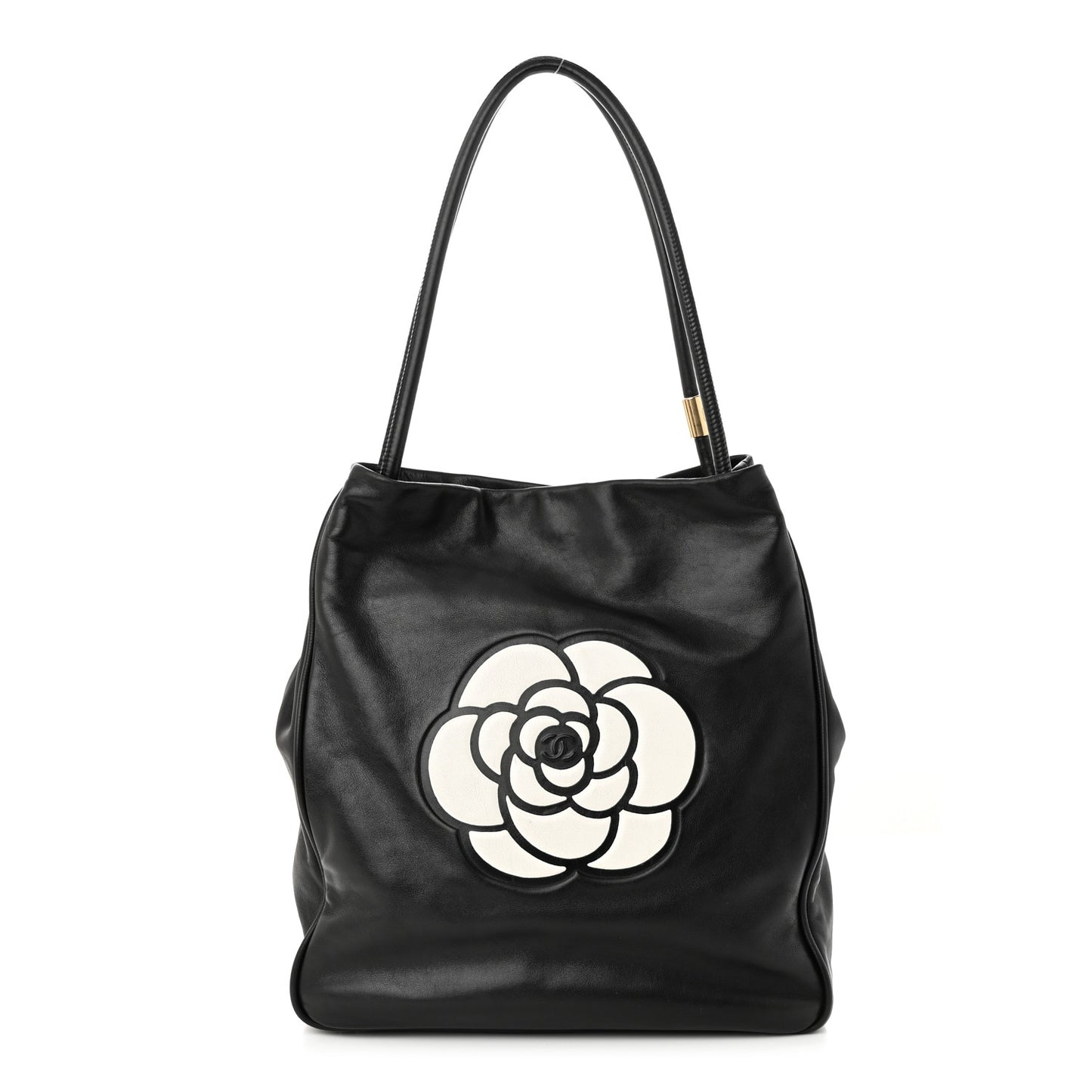 Lambskin Camellia Tote Black
