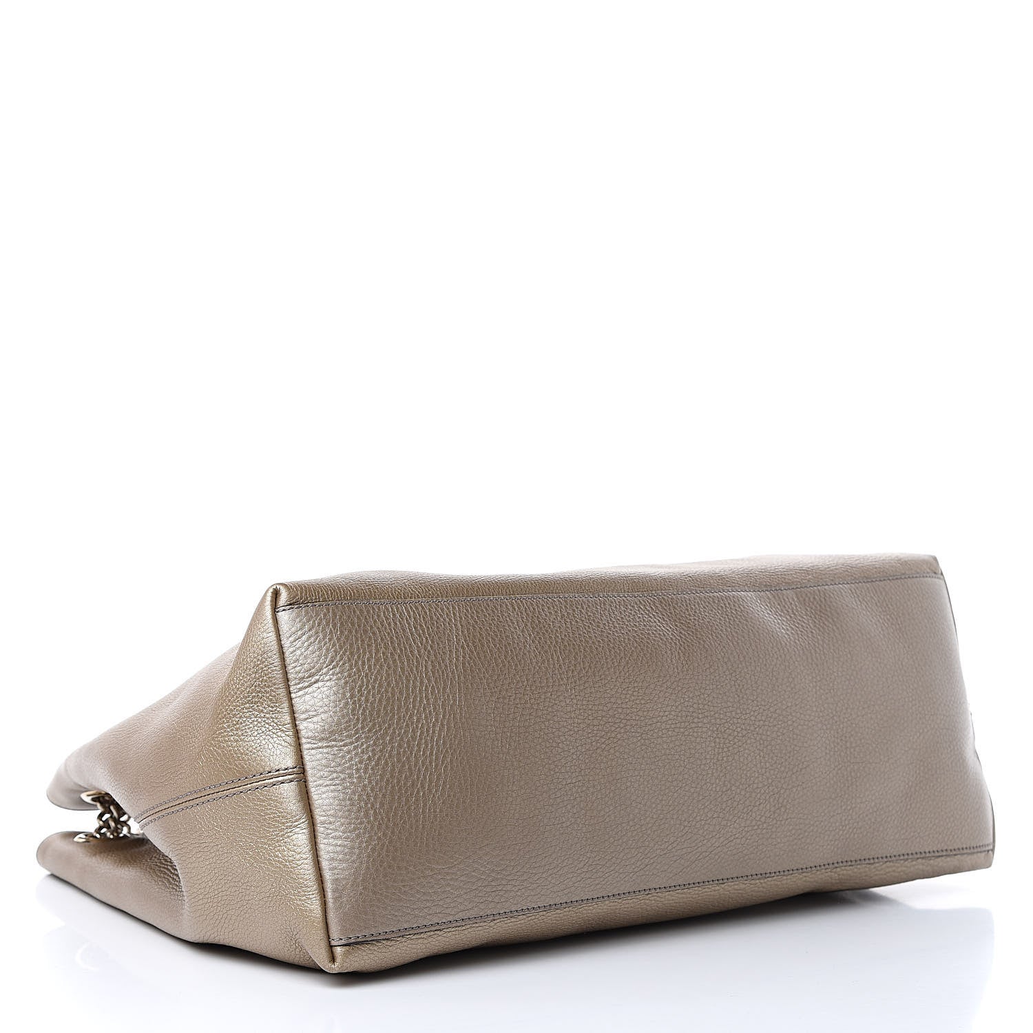Gucci Metallic Pebbled Calfskin Large Soho Chain Shoulder Bag Golden Beige 4 of 11
