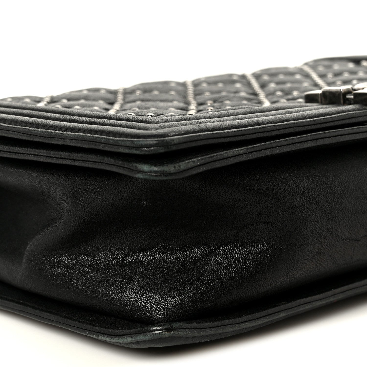 Chanel Crumpled Lambskin New Medium Studded Boy Flap Black 9 of 11
