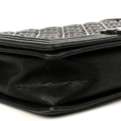 Chanel Crumpled Lambskin New Medium Studded Boy Flap Black 9 of 11