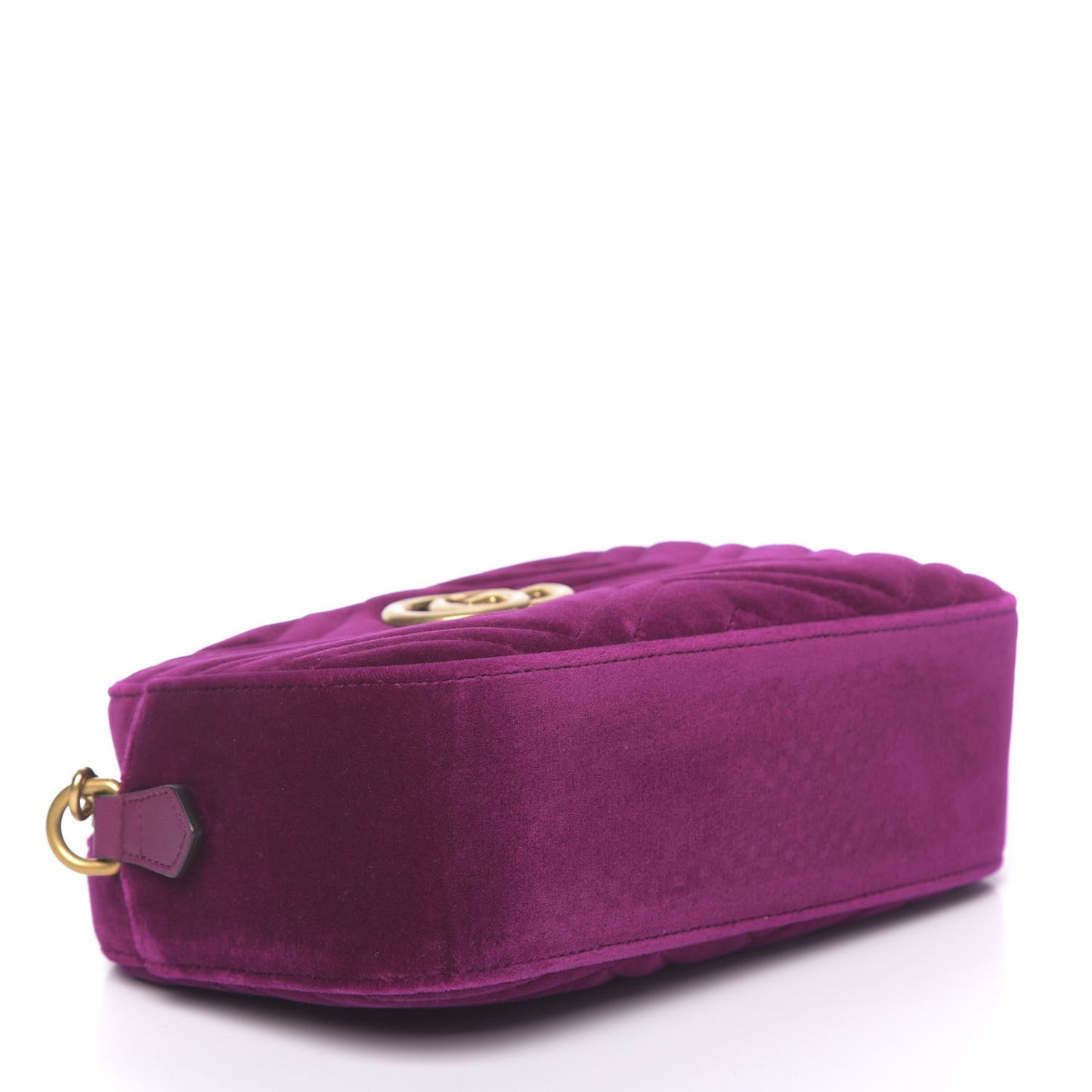 Velvet Matelasse Small GG Marmont Chain Shoulder Bag Fuchsia Violet Cyclamen
