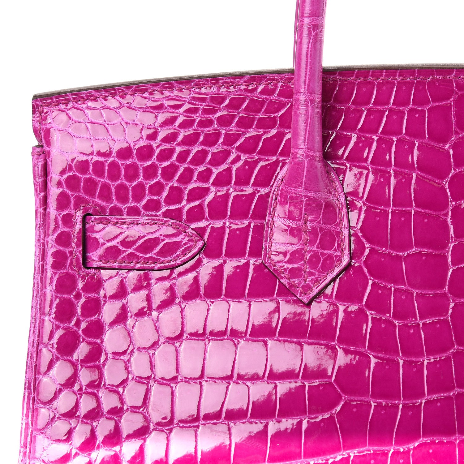 Hermes Shiny Porosus Crocodile Birkin 30 Rose Scheherazade 21 of 30