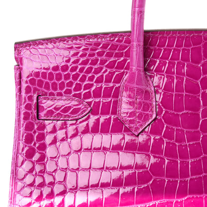 Hermes Shiny Porosus Crocodile Birkin 30 Rose Scheherazade 21 of 30