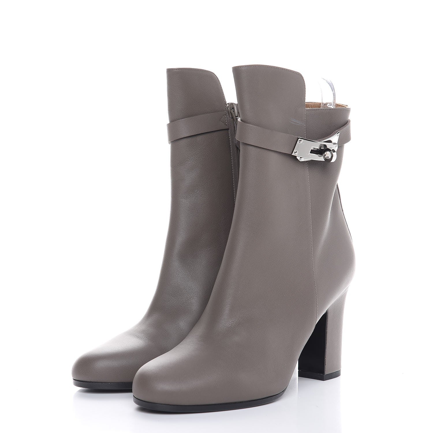 Hermes Calfskin Joueuse Ankle Boots 38.5 Etain 3 of 10