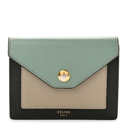 Celine Smooth Calfskin Pocket Card Holder Green 1 of 8
