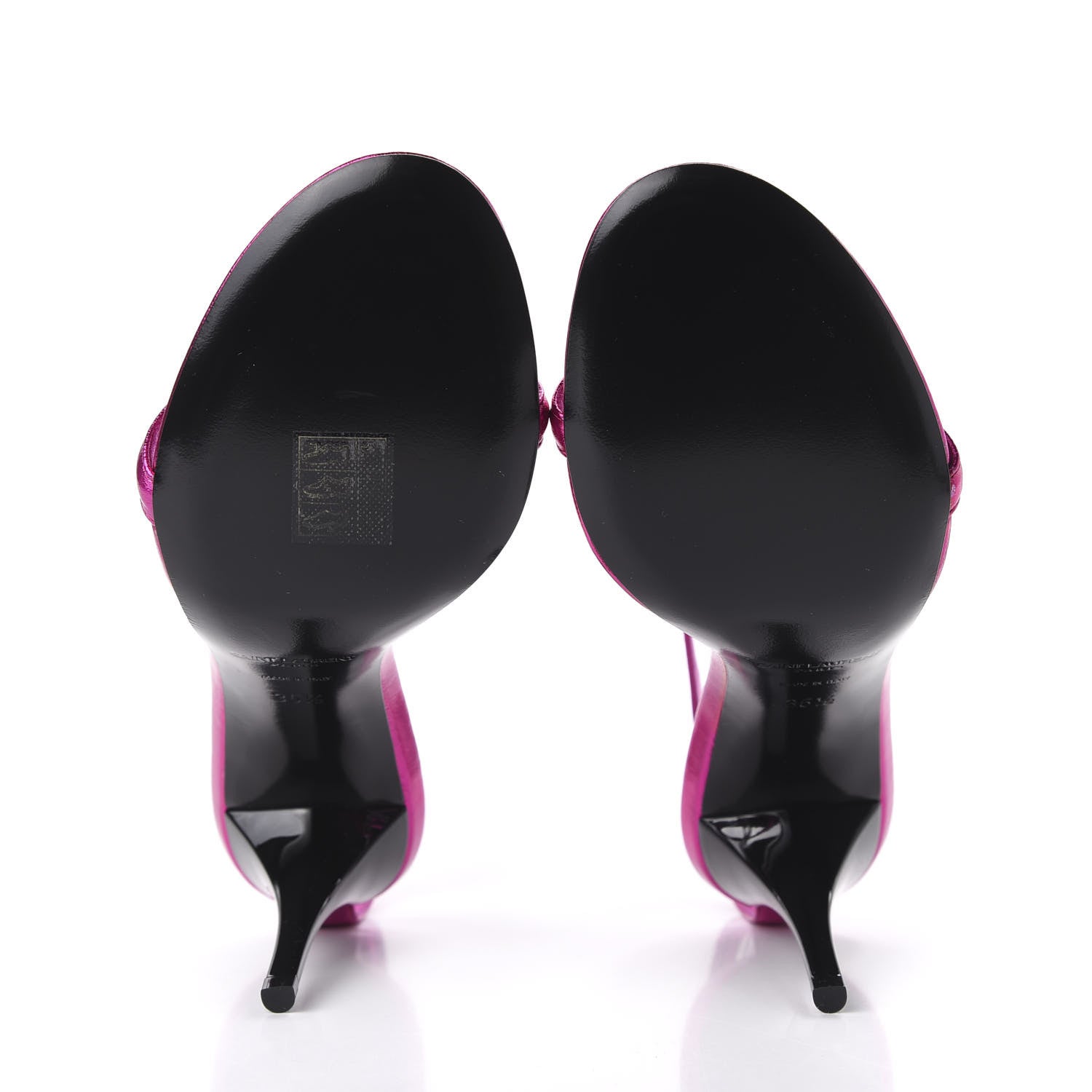 Saint Laurent Metallic Lambskin Lexi 90 Ankle Strap Sandals 35.5 Fuchsia 5 of 10