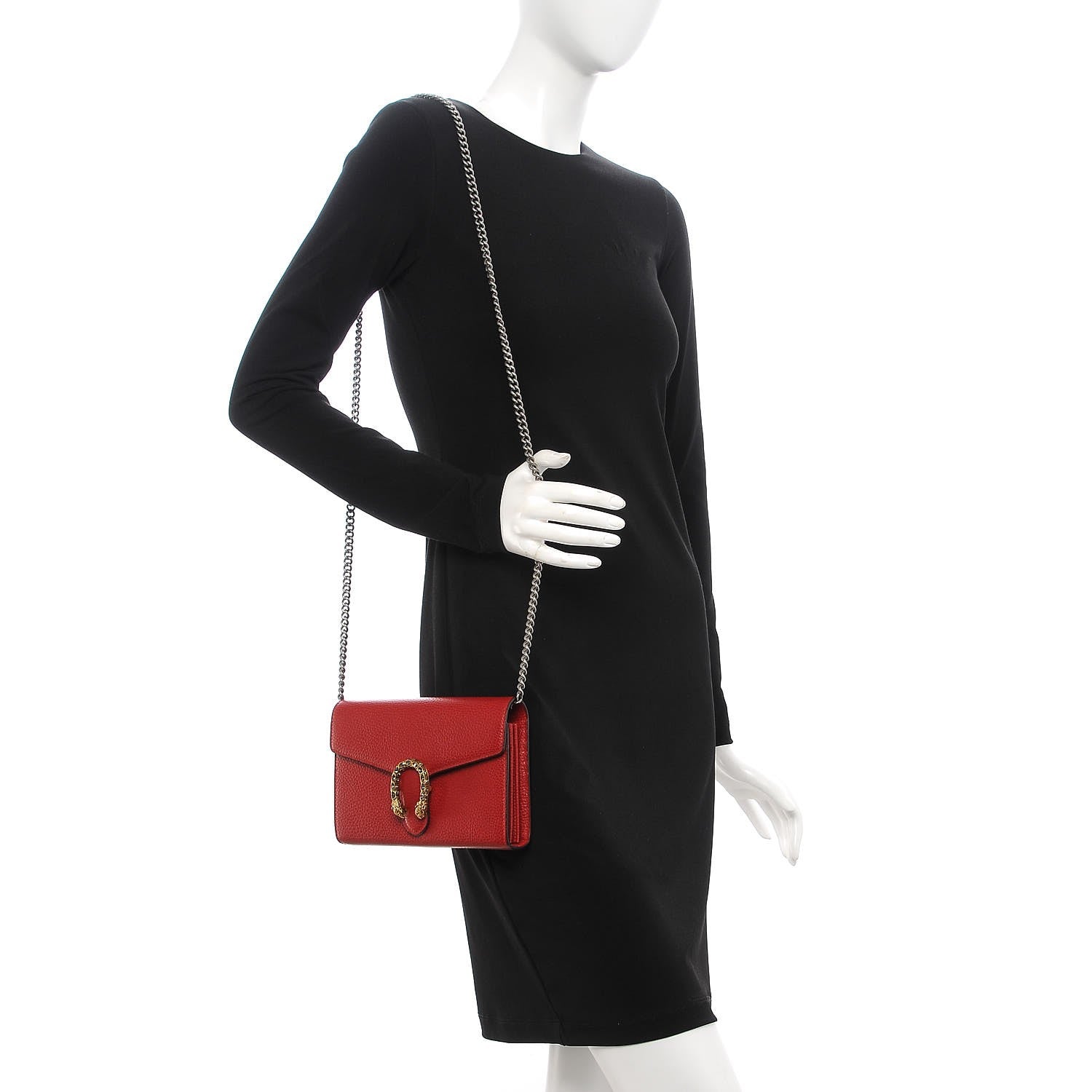 Gucci Calfskin Mini Dionysus Chain Wallet Hibiscus Red 2 of 7