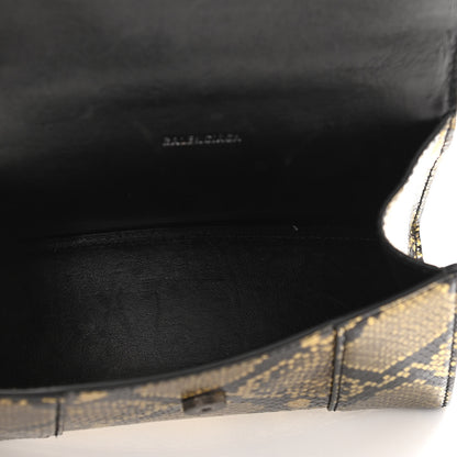 Balenciaga Shiny Calfskin Snakeskin Embossed Hourglass Top Handle Bag XS Gold Black 5 of 9