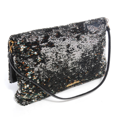 Miu Miu Oversized Sequined Clutch Black 3 of 8