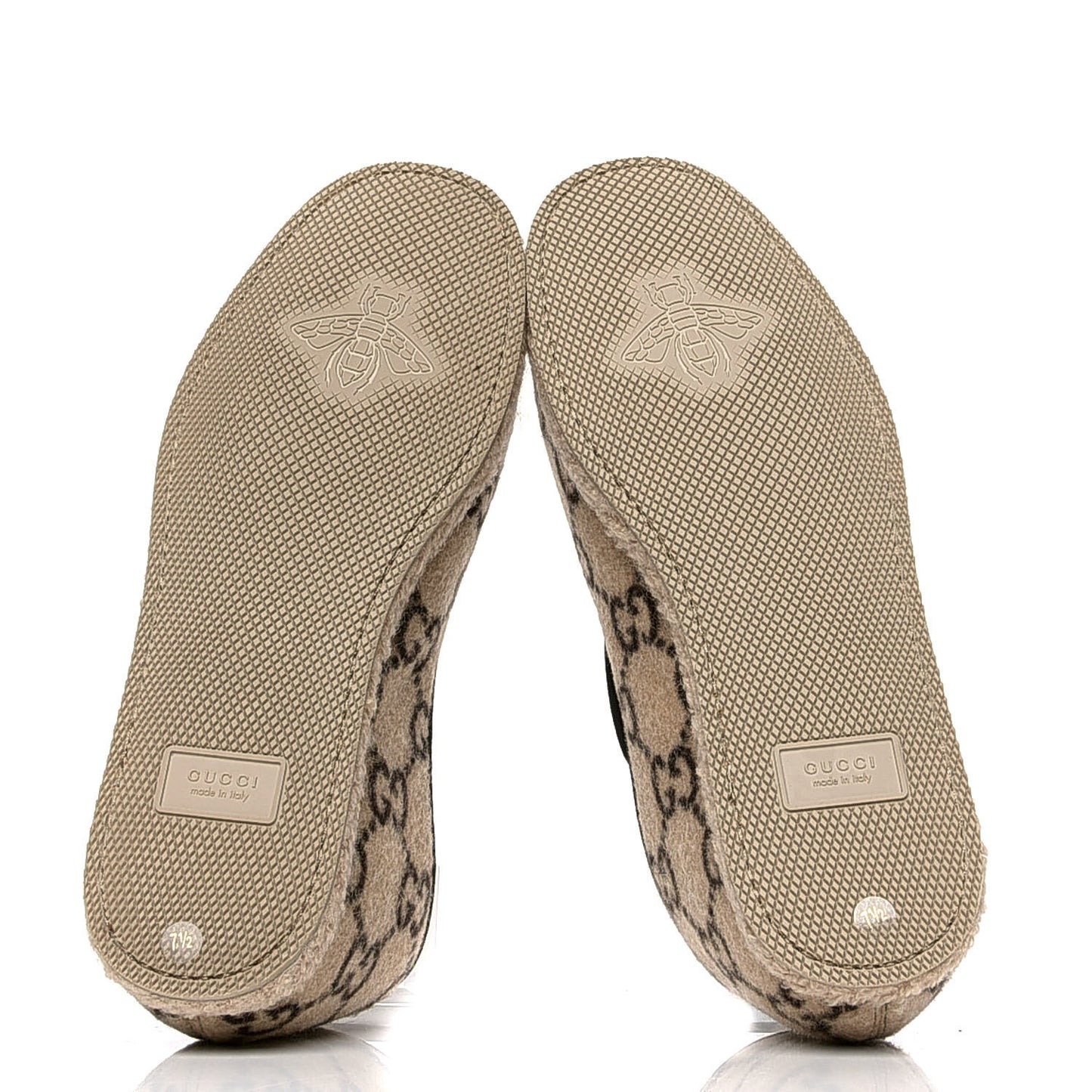 Covered Wool GG Monogram Mens Fria Horsebit Loafers 7.5 Beige Ebony Black Butterscotch