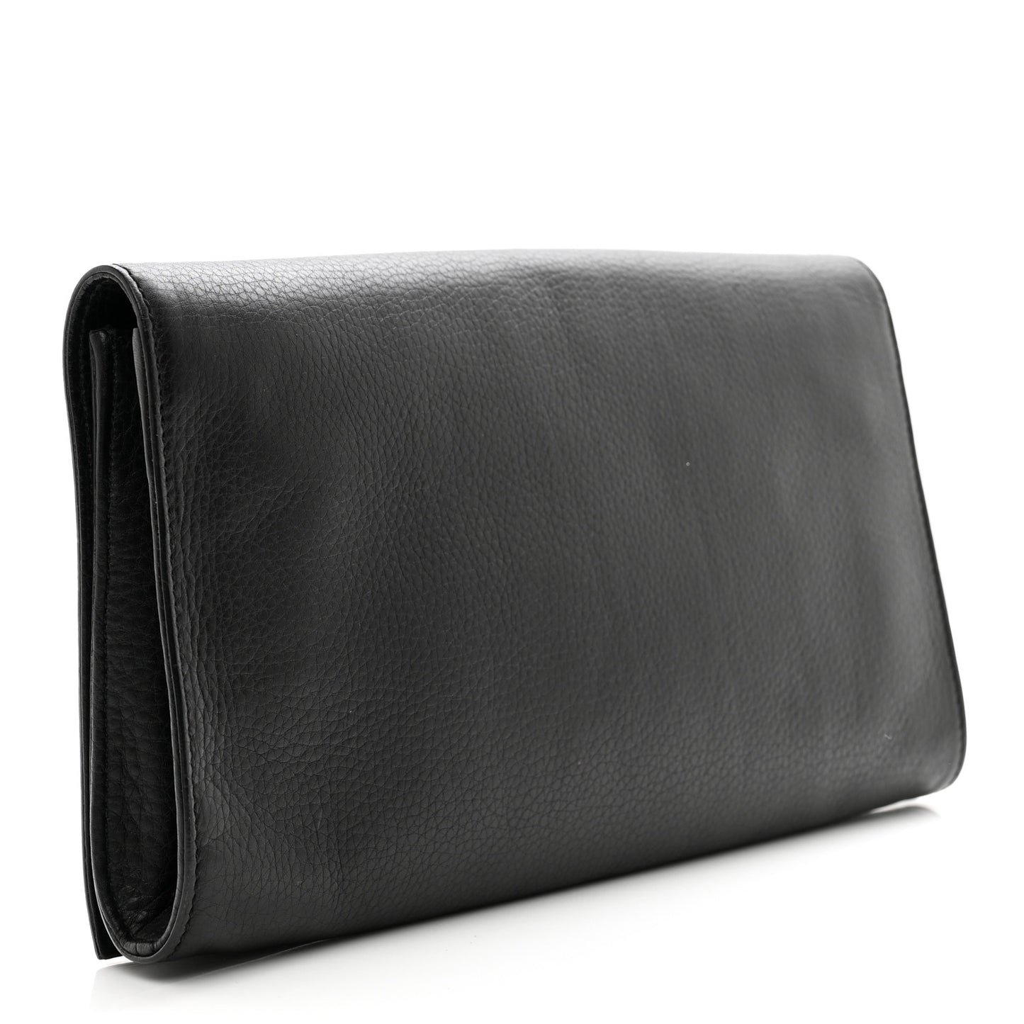 Pebbled Calfskin Medium Soho Clutch Black