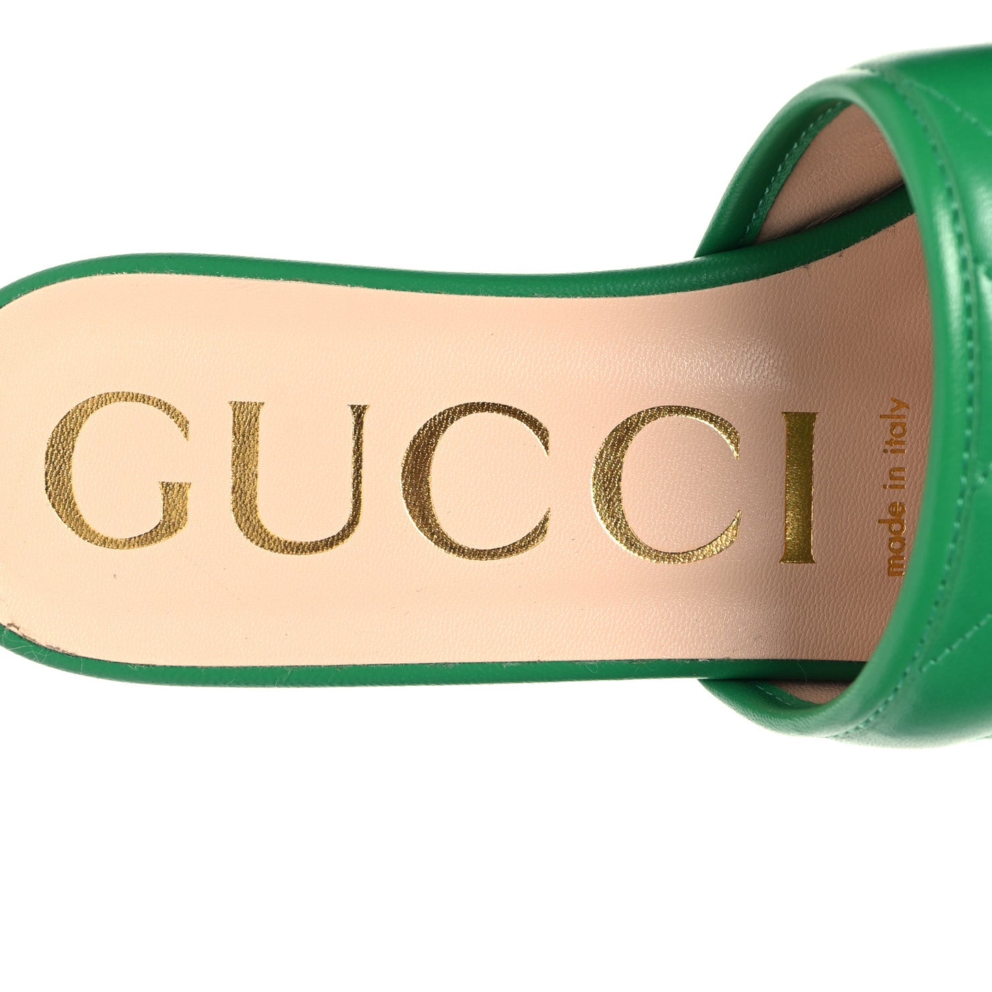 Nappa Matelasse GG Marmont Flat Slide Sandals 36.5 New Shamarock