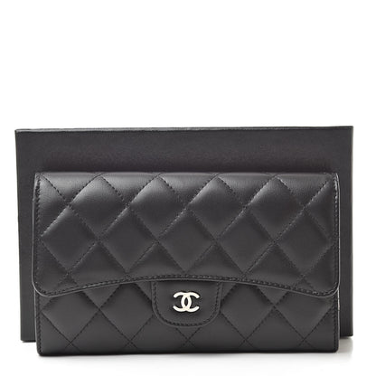 Chanel Lambskin Quilted Large Flap Wallet Black 10 of 10