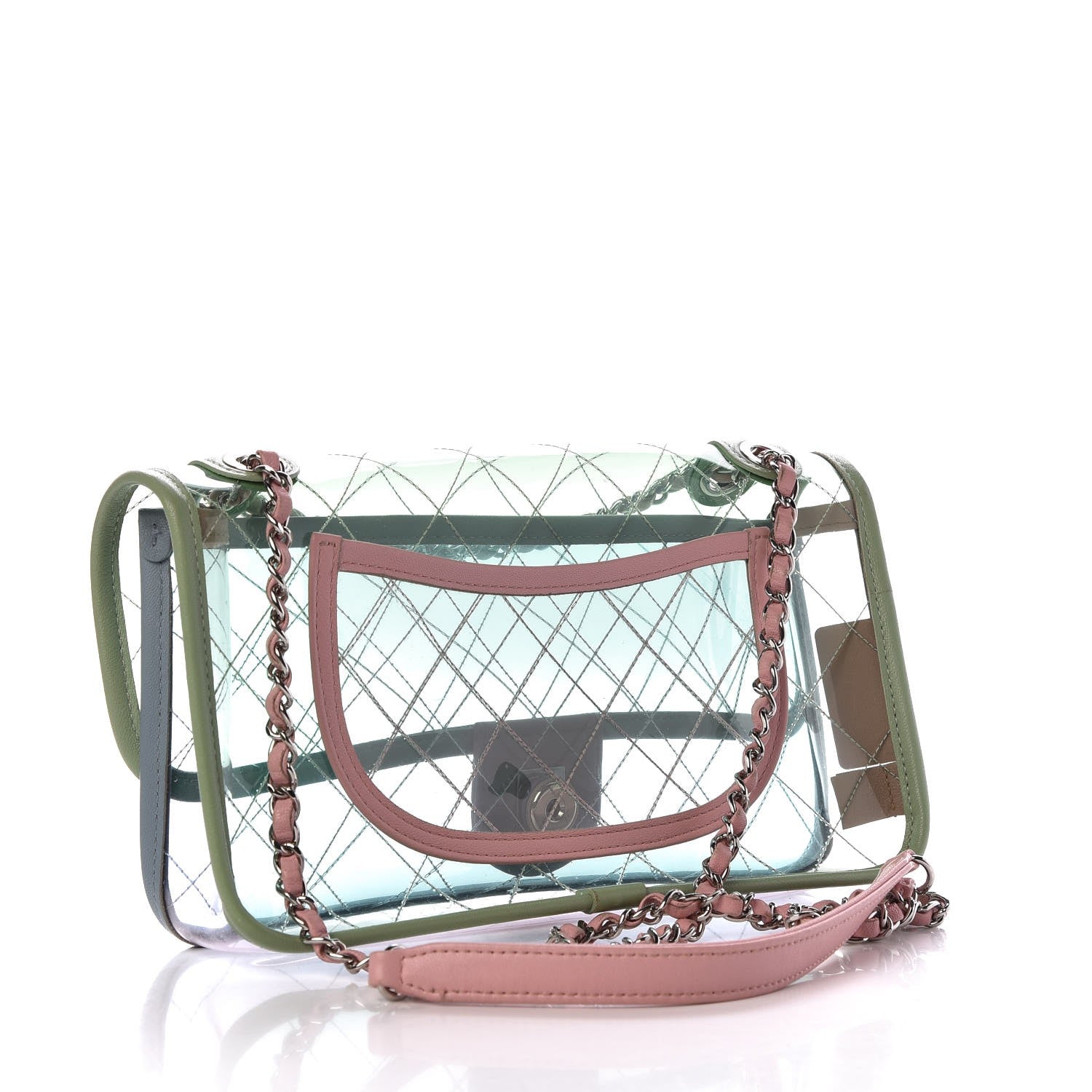 Chanel Lambskin PVC Quilted Medium Coco Splash Flap Blue Green 3 of 9