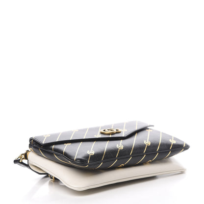 Gucci Calfskin Diagonal GG Medium Thiara Double Envelope Shoulder Bag Black White 5 of 12