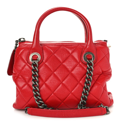 Chanel Shiny Sheepskin Quilted Small Shopping Tote Red 1 of 11