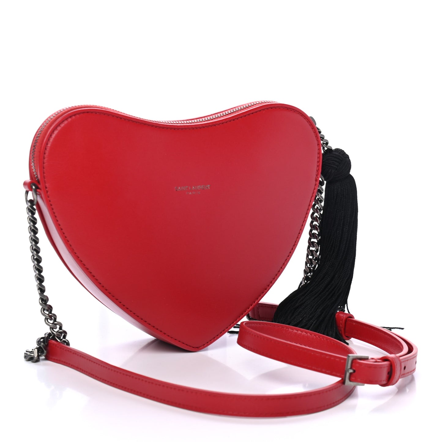 Calfskin Heart Monogram Crossbody Red
