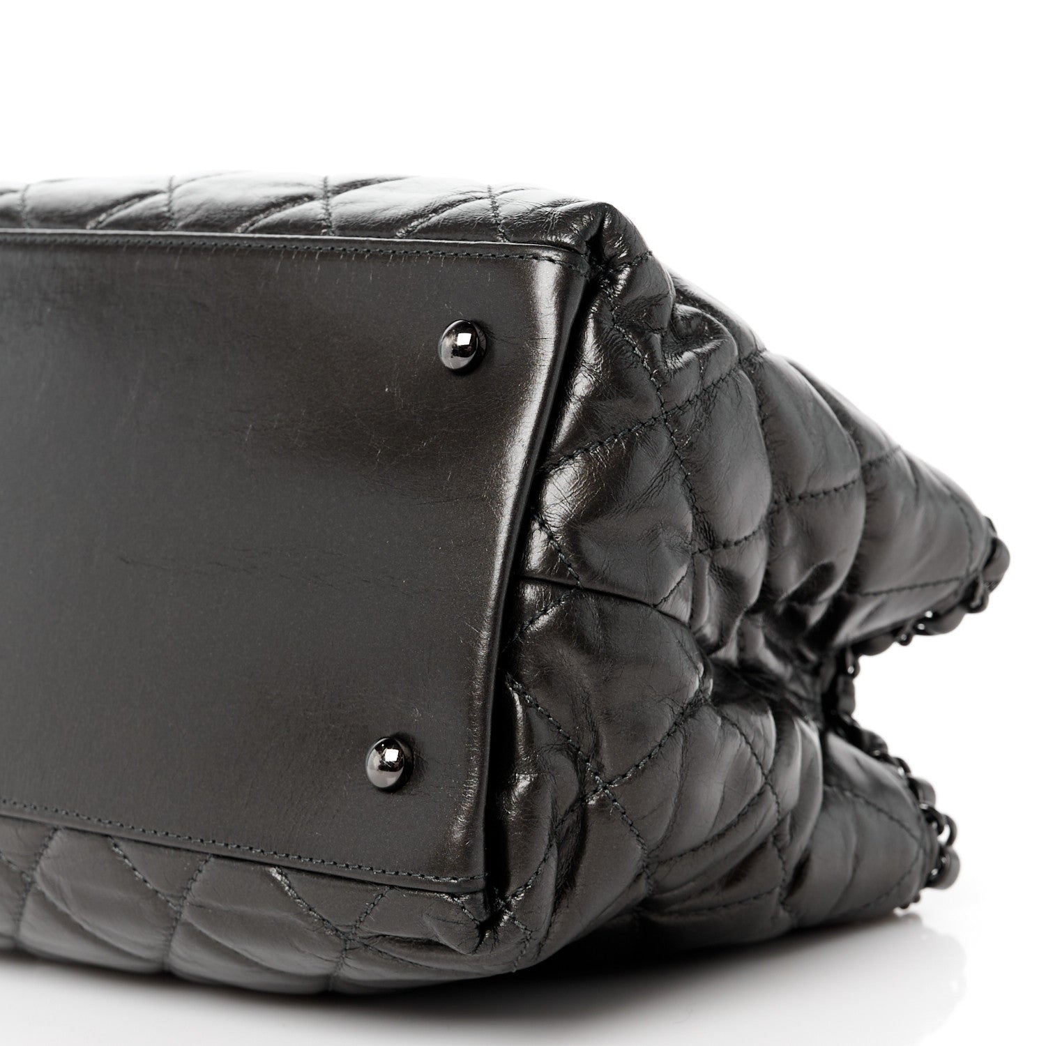 Chanel Metallic Aged Calfskin Quilted Small Chain Me Tote Silver 10 of 10