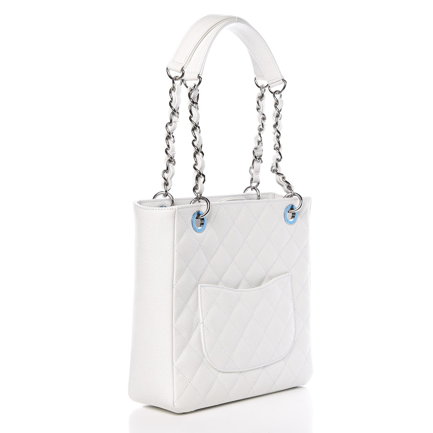 Chanel Caviar Quilted Petit Shopping Tote PST White 3 of 10