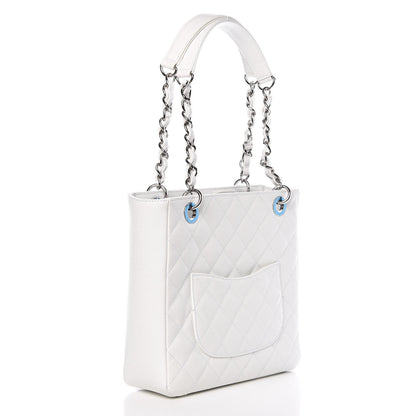 Chanel Caviar Quilted Petit Shopping Tote PST White 3 of 10