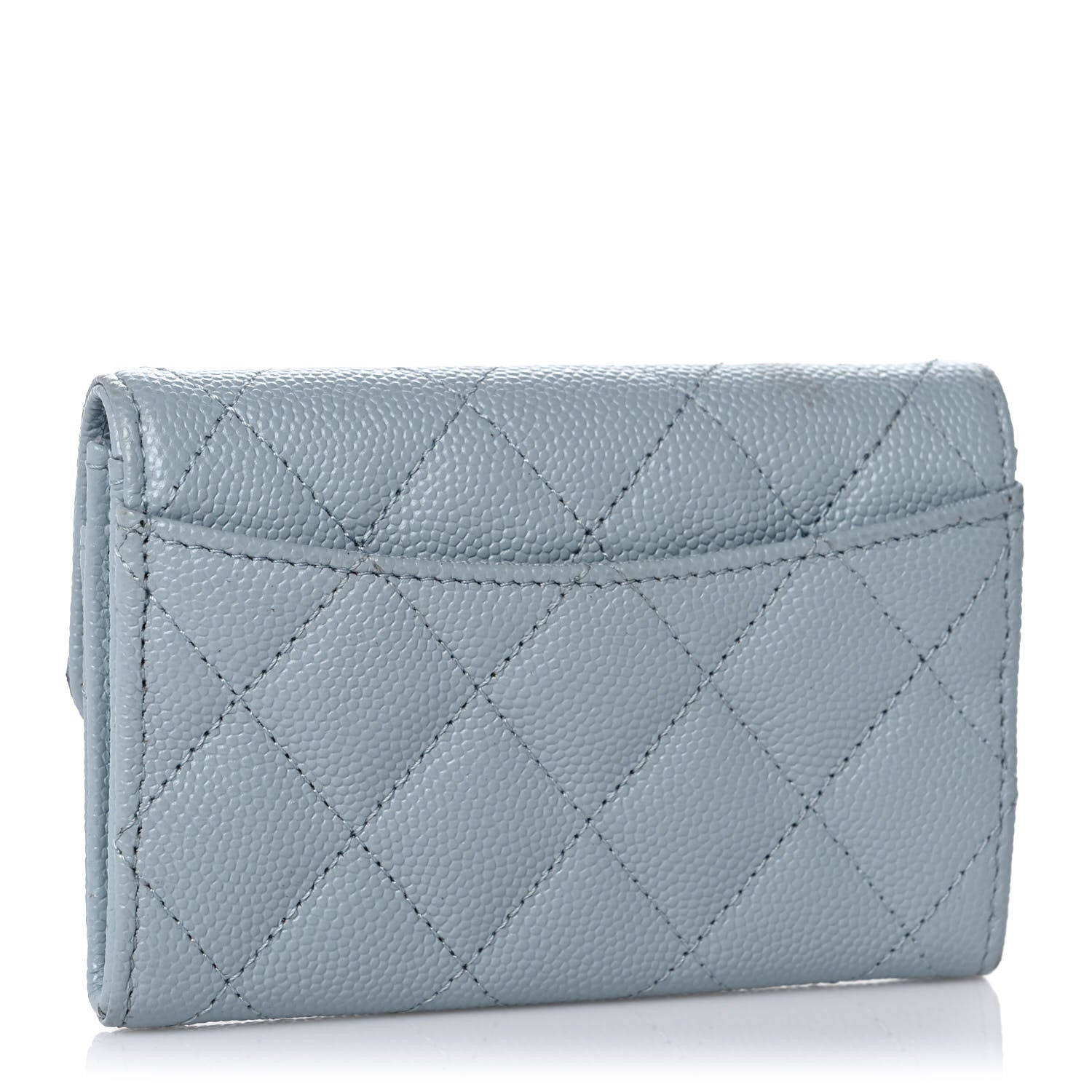 Chanel Caviar Quilted Flap Card Holder Wallet Light Blue 3 of 10