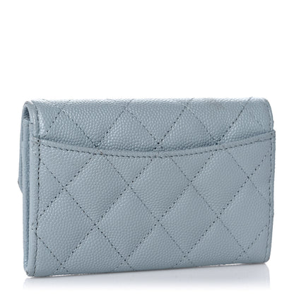 Chanel Caviar Quilted Flap Card Holder Wallet Light Blue 3 of 10