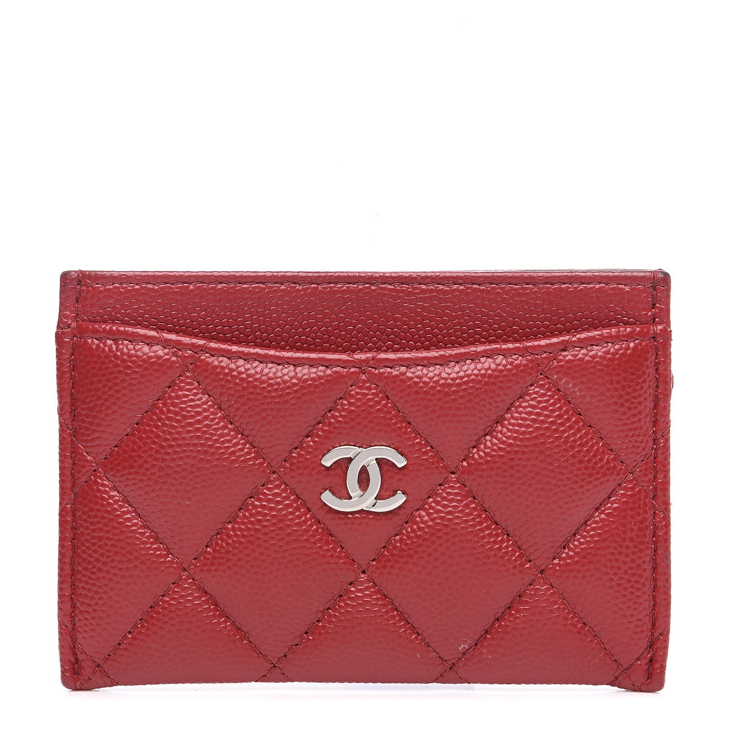 Chanel Caviar Quilted Card Holder Dark Red 1 of 7