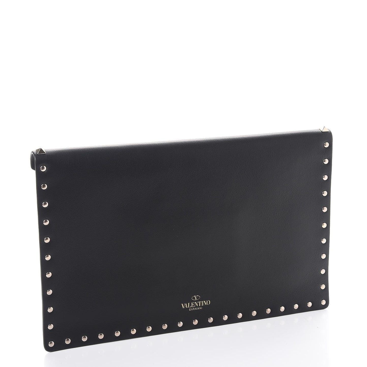 Vitello Large Rockstud Envelope Clutch Black