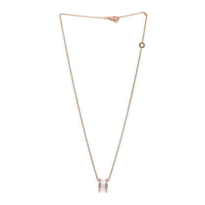 Bulgari 18K Rose Gold White Ceramic Diamond B.Zero1 Pendant Necklace 4 of 6