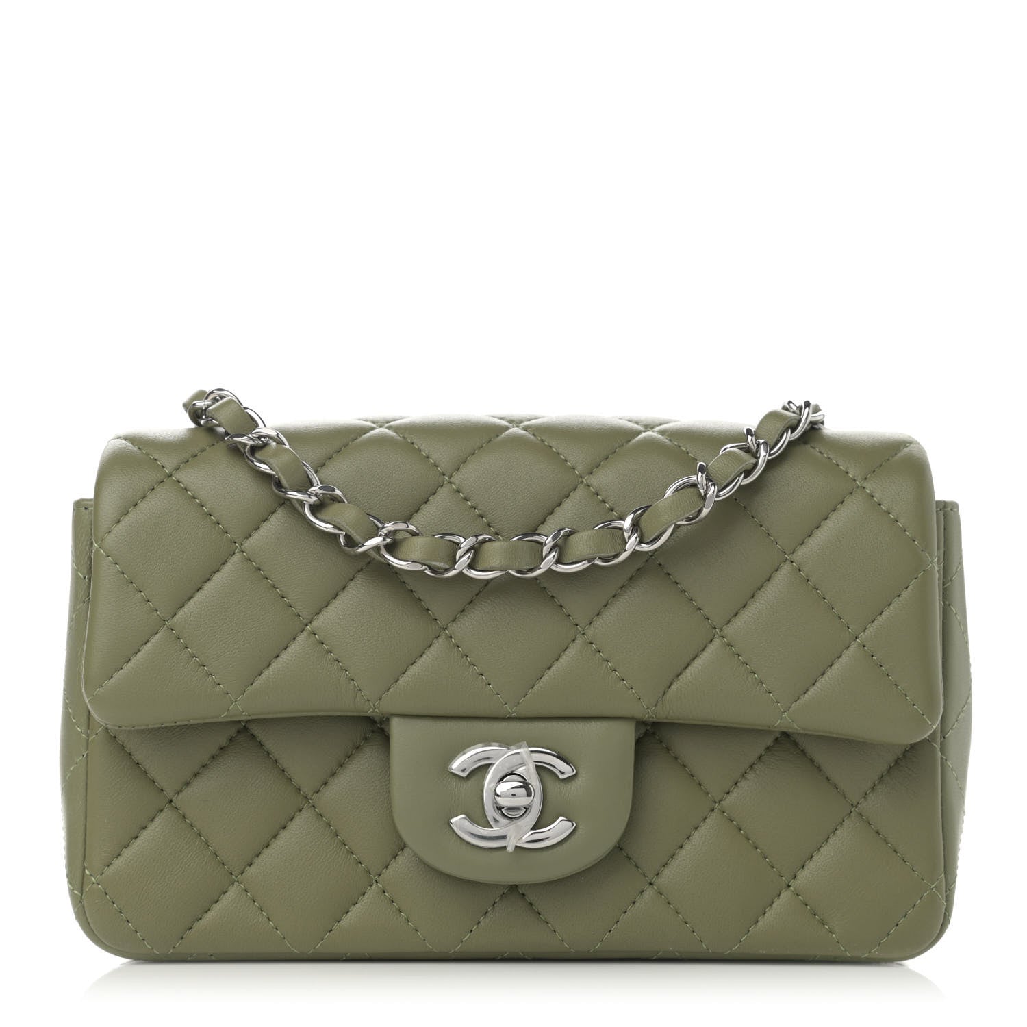 Chanel Lambskin Quilted Mini Rectangular Flap Green 1 of 10