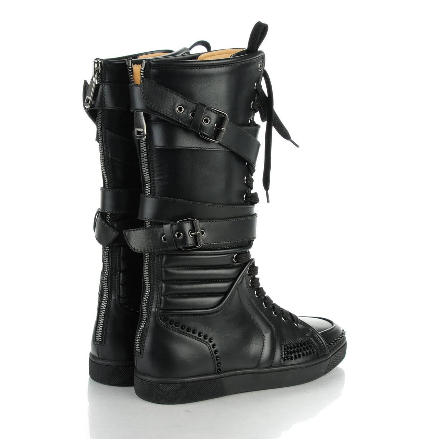 Calfskin Sporty Dude Mens Flat Boots 42.5 Black