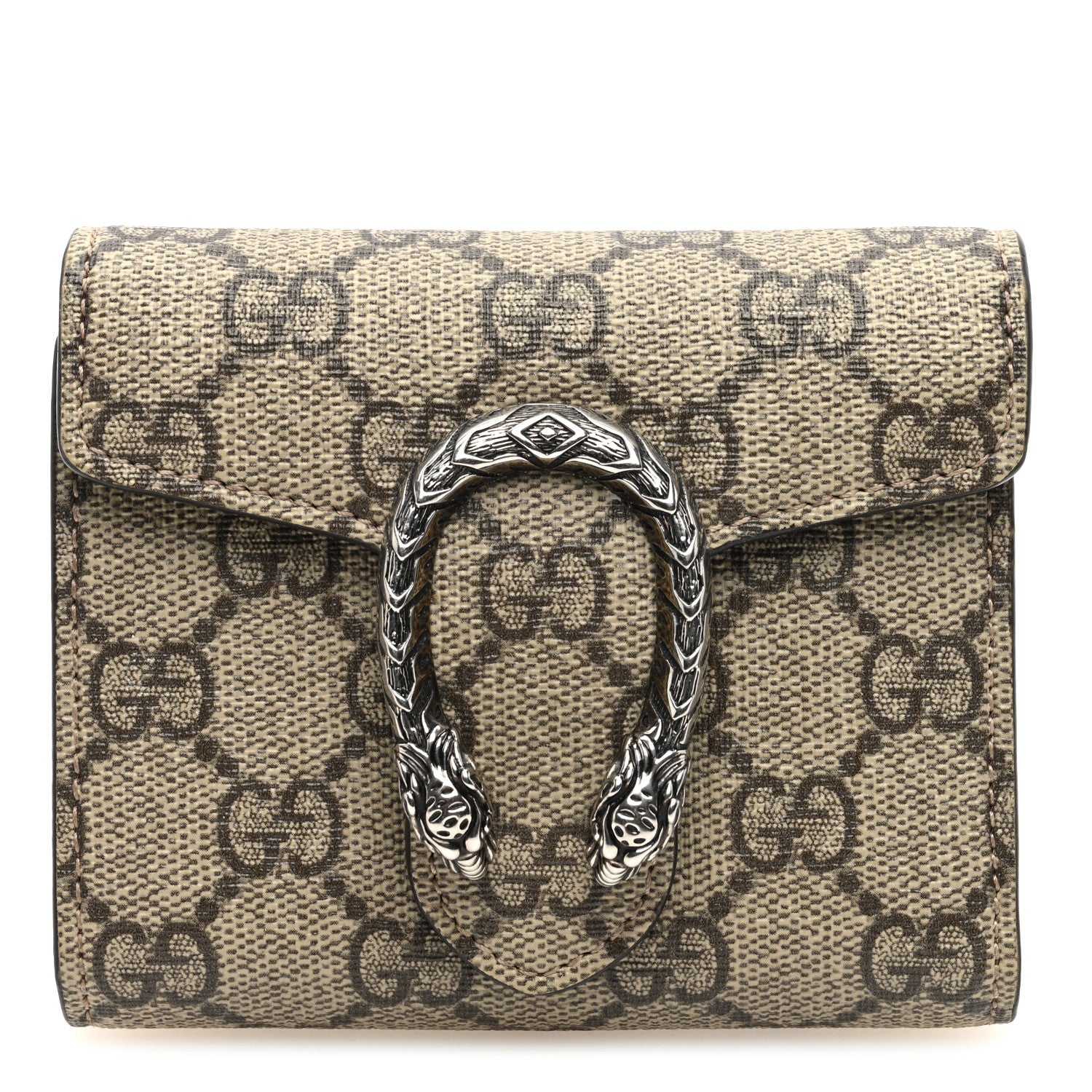 Gucci GG Supreme Monogram Dionysus Card Case Wallet Beige Taupe 1 of 6