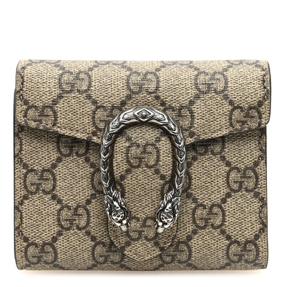 Gucci GG Supreme Monogram Dionysus Card Case Wallet Beige Taupe 1 of 6