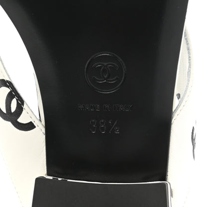 Chanel Printed Lambskin Coco Beach Thong Sandals 38.5 White Black 6 of 8